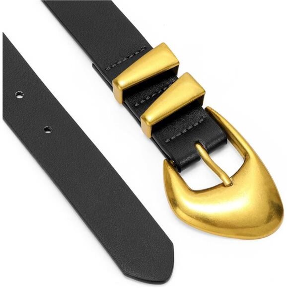 Leather Belts for Jeans Dress Pants Black Brown Belts for Women - Picture 2 of 3